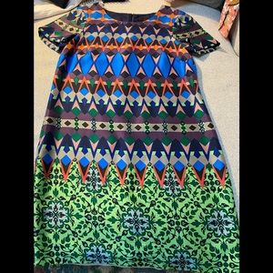 JCrew Multi Tribal Print A-Line Silk Dress Size 4